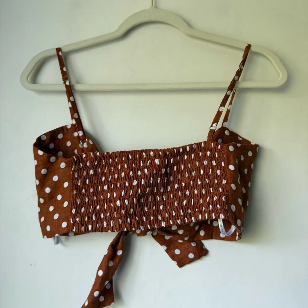 Faithfull the Brand Garnier Top in Cinnamon Polka Dot S